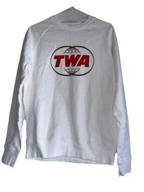 TWA Hotel Crewneck Sweatshirt Small White Airport Trans World Airline Defunct